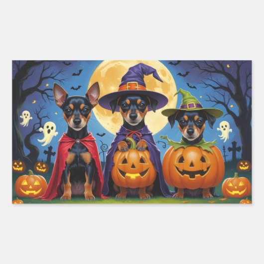 Affenpinscher Honden Pompoen Halloween Grappig Rechthoekige Sticker (Voorkant)