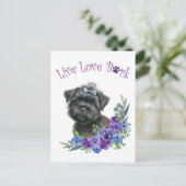 Affenpinscher Hondenmoeder Bloemen Briefkaart (Staand voorkant)