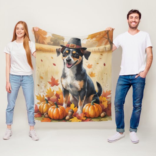 Affenpinscher in de herfst verlaat de Thanksgiving Fleece Deken (In situ)