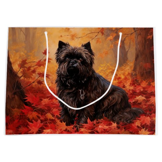 Affenpinscher in herfstbladeren Herfst geïnspireer Groot Cadeauzakje (Voorkant)