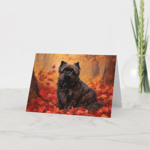 Affenpinscher in herfstbladeren Herfst geïnspireer Kaart