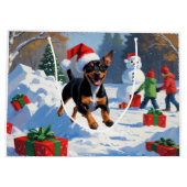 Affenpinscher Kerst Feestelijke Sneeuwscène Groot Cadeauzakje (Achterkant)