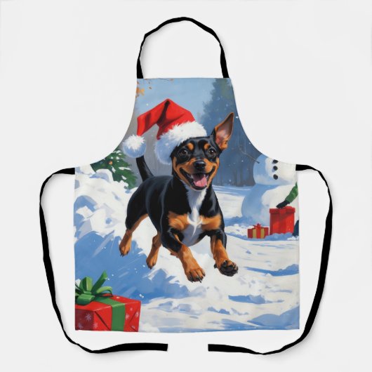 Affenpinscher Kerst Feestelijke Sneeuwscène Schort (Voorkant)