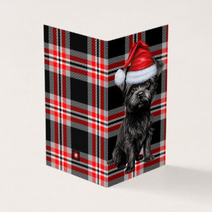 Affenpinscher Kersthond met Kerst Plaid Kaart