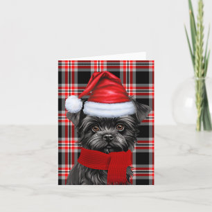 Affenpinscher Kersthond Red Plaid Kerstmis Feestdagen Kaart