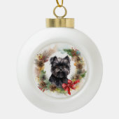 Affenpinscher Kerstkrans feestelijke pup Keramische Bal Ornament (Voorkant)