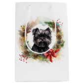 Affenpinscher Kerstkrans feestelijke pup Medium Cadeauzakje (Voorkant)