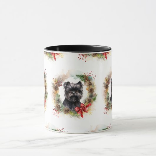 Affenpinscher Kerstkrans feestelijke pup Mok (Midden)