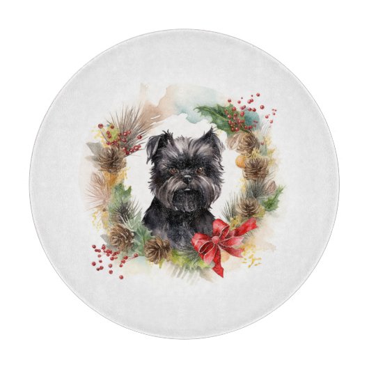 Affenpinscher Kerstkrans feestelijke pup Snijplank (Voorkant)