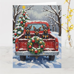 Affenpinscher Kerstmis Rode Truck Vakantie Kaart