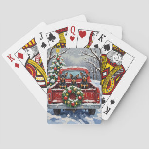 Affenpinscher Kerstmis Rode Truck Vakantie Pokerkaarten