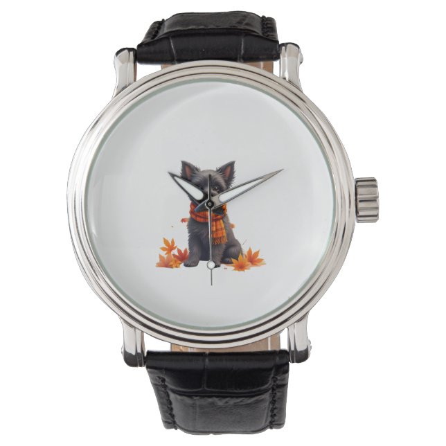 Affenpinscher met hart gemaakt van herfstbladeren horloge (Voorkant)