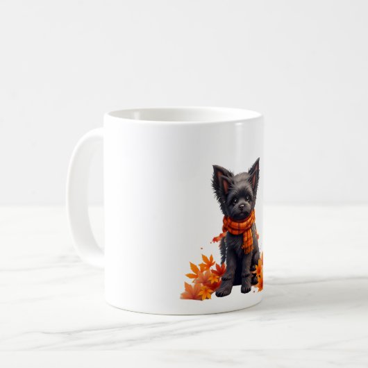 Affenpinscher met hart gemaakt van herfstbladeren koffiemok (Voorkant links)
