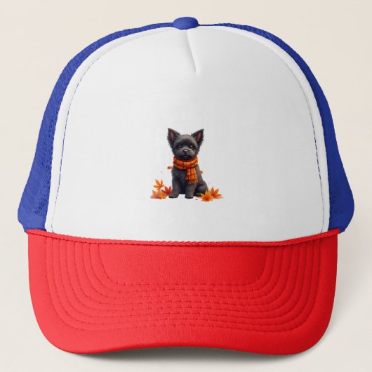 Affenpinscher met hart gemaakt van herfstbladeren trucker pet (Voorkant)