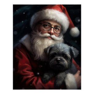 Affenpinscher met Kerstman Feestelijke Kerstmis Perfect Poster
