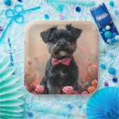 Affenpinscher met Rozen - Valentijnsdag Papieren Bordje (Feest)