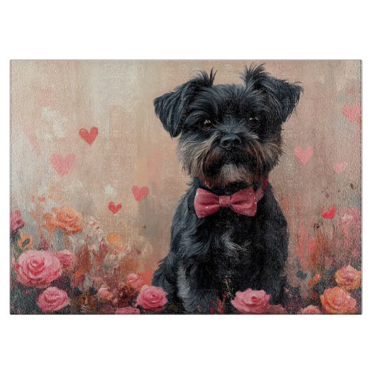 Affenpinscher met rozen - Valentijnsdag Snijplank (Voorkant)