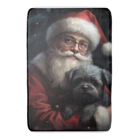 Affenpinscher met Sinterklaas Feestelijke Kerstmis Badmat (Voorkant Verticaal)