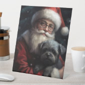 Affenpinscher met Sinterklaas Feestelijke Kerstmis Reclamebord Met Voetstuk (Insitu)