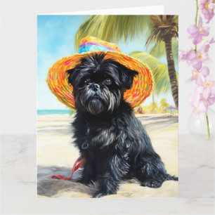 Affenpinscher op strand, zomercadeau voor hondenli kaart