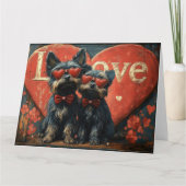  Affenpinscher Paar Liefde - Retro Romance Kaart (Voorkant)