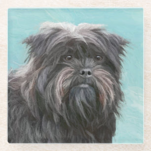 Affenpinscher Painting - Cute Original Dog Art Glazen Onderzetter