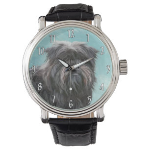 Affenpinscher Painting - Cute Original Dog Art Horloge
