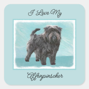 Affenpinscher Painting - Cute Original Dog Art Vierkante Sticker