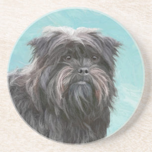 Affenpinscher Painting - Cute Original Dog Art Zandsteen Onderzetter