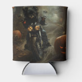 Affenpinscher Rijden Motorfiets Halloween Eng Blikjeskoeler (Voorkant)