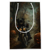 Affenpinscher Rijden Motorfiets Halloween Eng Medium Cadeauzakje (Voorkant)