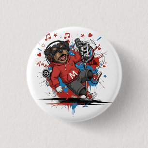 Affenpinscher Rockster Zanger Muzikale Podcast Kun Ronde Button 3,2 Cm