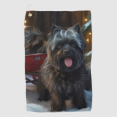 Affenpinscher Sneeuw Slede Rit Kerst Decoratie Golfhanddoek (Voorkant)