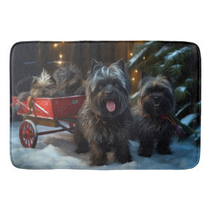 Affenpinscher Sneeuwrijke slee-rit Kerstdecoratie Badmat