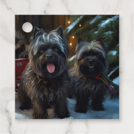 Affenpinscher Snowy Sleigh Ride Kerstdecoratie Bedankjes Labels