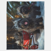 Affenpinscher Snowy Sleigh Ride Kerstdecoratie Fleece Deken (Voorkant)