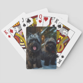 Affenpinscher Snowy Sleigh Ride Kerstdecoratie Pokerkaarten