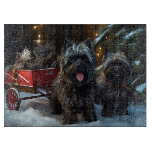 Affenpinscher Snowy Sleigh Ride Kerstdecoratie Snijplank (Voorkant)