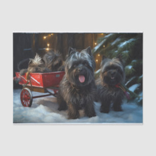 Affenpinscher Snowy Sleigh Ride Kerstdecoratie Tissuepapier