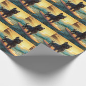 Affenpinscher Strand Surfen Schilderij Cadeaupapier (Hoek)