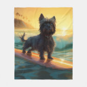 Affenpinscher Strand Surfen Schilderij Fleece Deken (Voorkant)