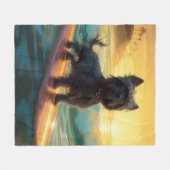 Affenpinscher Strand Surfen Schilderij Fleece Deken (Voorkant (Horizontaal))