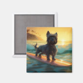Affenpinscher Strand Surfen Schilderij Magneet (Voorkant / Achterkant)