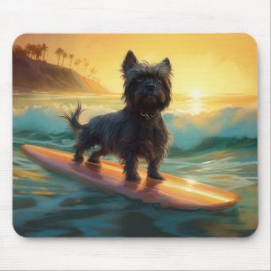 Affenpinscher Strand Surfen Schilderij Muismat