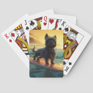 Affenpinscher Strand Surfen Schilderij Pokerkaarten