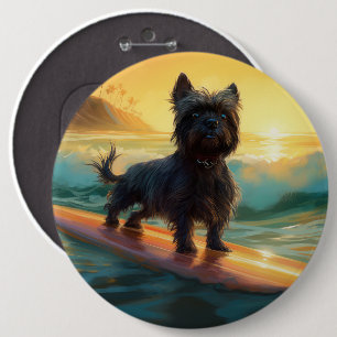 Affenpinscher Strand Surfen Schilderij Ronde Button 6,0 Cm