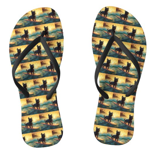 Affenpinscher Strand Surfen Schilderij Teenslippers (Voetbed)