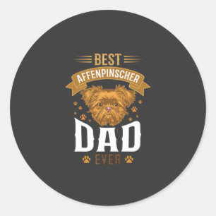 Affenpinscher Vader Ever Honden Gezicht Pootafdruk Ronde Sticker