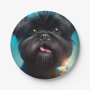 Affenpinscher viert Birthday Balloons cake Papieren Bordje
