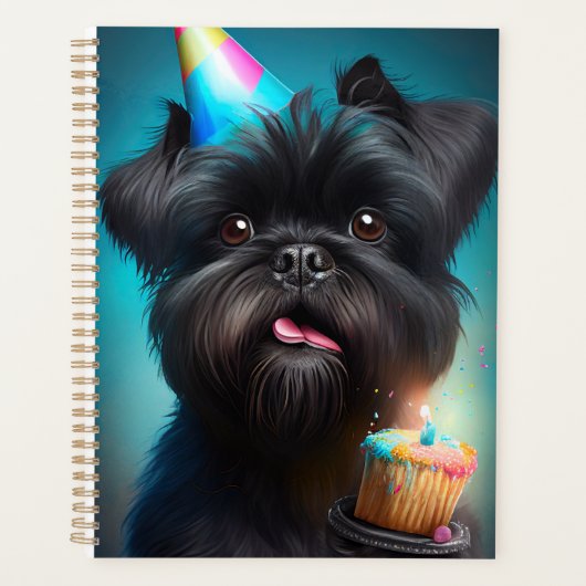 Affenpinscher viert Birthday Balloons cake Planner (Voorkant)